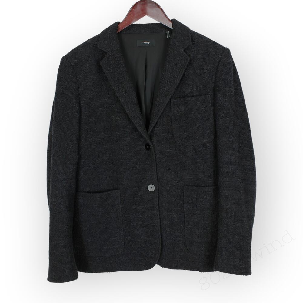 Sz12 THEORY Brightdale Blazer Bouclé Tweed Stretch CottonBlend Office Weekend